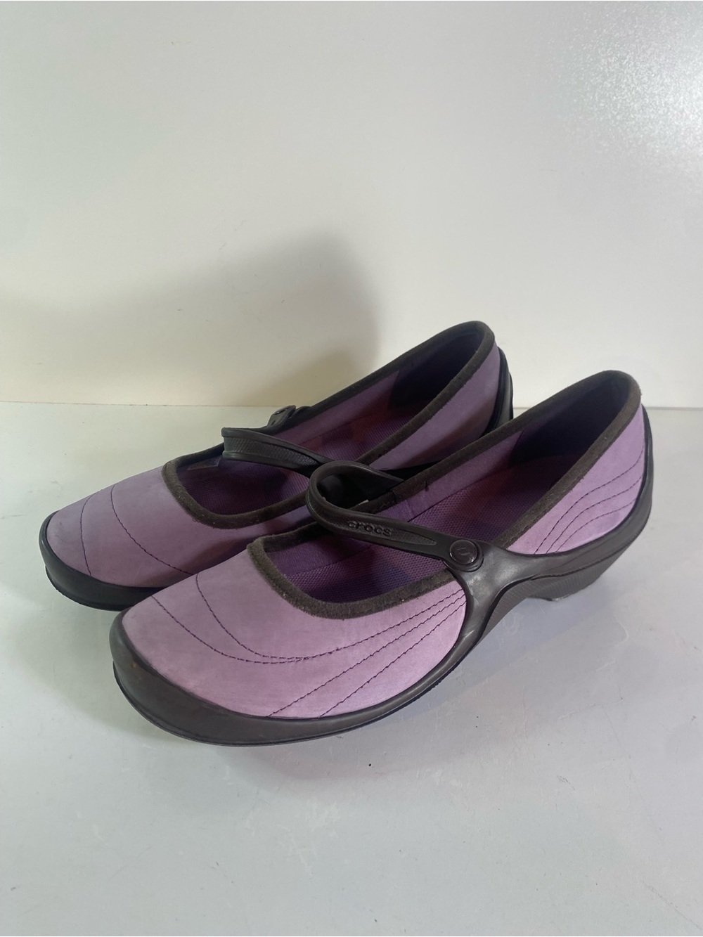 Crocs Ballerina Wrapped Purple Brown Mary Janes Size 11